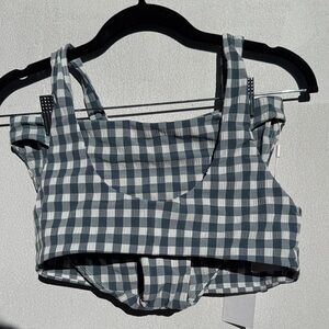 Mikoh Blue and White Gingham Bralette Bikini Top